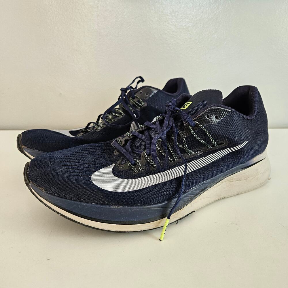 Nike Zoom Fly Running Shoe Sneaker Men's 11.5 Obsidian Blue Navy Lime Racing